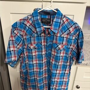 Cody James Blue Plaid Short-Sleeve Button-Down Shirt